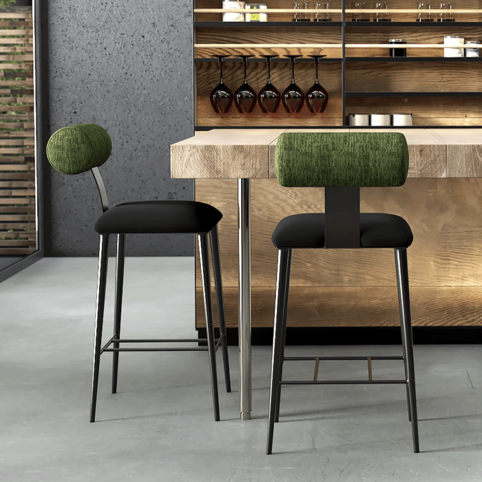 Luca Barstool Aged Iron/Forest Green